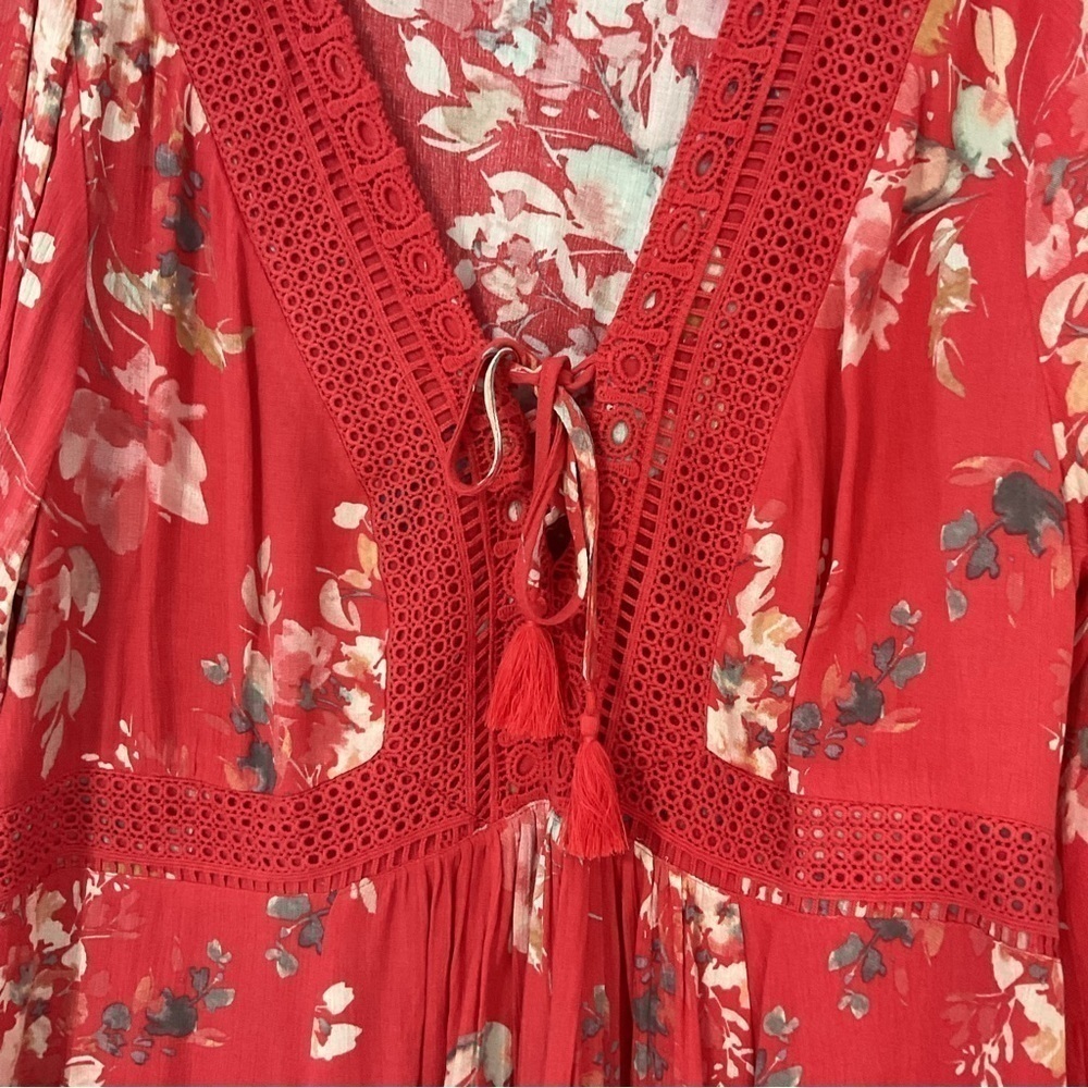 Torrid Babydoll Gauze Crochet Trim Lace-Up Top size 2 (2x) 18-20 - Picture 4 of 9